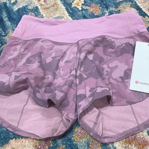 Lululemon NWT speed up shorts - size 4 pink camo